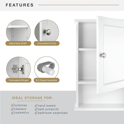 MCS 23x16 White Medicine Cabinet Organizer, Wall Mounted Bathroom Cabinet - Image 4