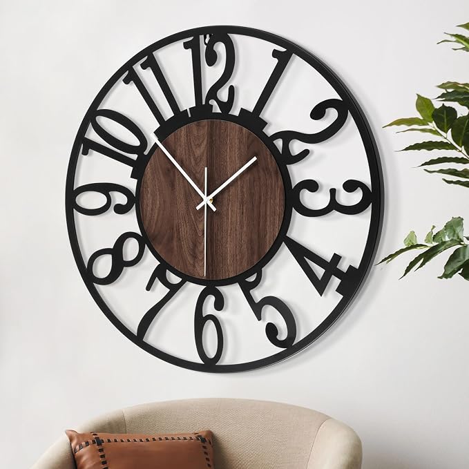 LEIKE Large Wall Clocks, Non Ticking, Battery Operated Big Retro Round Modern - Image 8