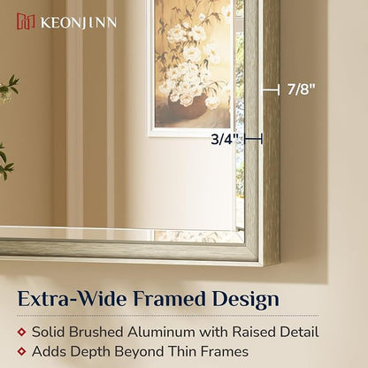 Keonjinn 20" x 30" Brushed Nickel Bathroom Mirrors - Image 2