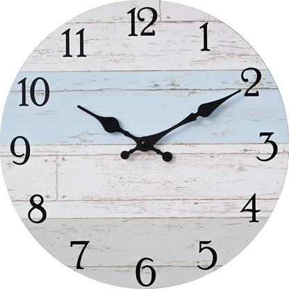 KECYET Wall Clock 14 Inch Silent Non-Ticking Coastal Beach Style Wall Clocks by KECYETWALLCLOCK