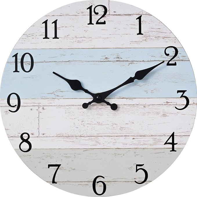KECYET Wall Clock 8 Inch Silent Non-Ticking Coastal Beach Style Wall Clocks by KECYETWALLCLOCK