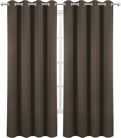 LEMOMO Blackout Curtains 66 x 95 inch/Chocolate Brown Curtains Set of 2 - Image 2