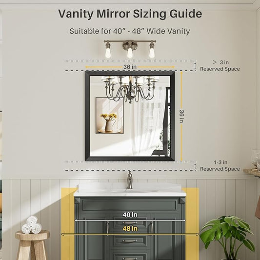 Briivue 36x36 Inch Black Bathroom Mirror - Image 2