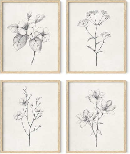 HAUS AND HUES Grey Floral Wall Art by HausandHuesArtPrints