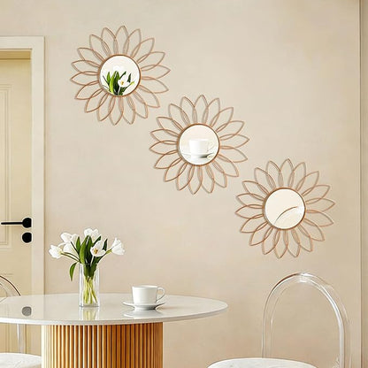 3 Pack Metal Mirrors for Wall Sunburst Wall Mirrors Home Décor Decorative - Image 4