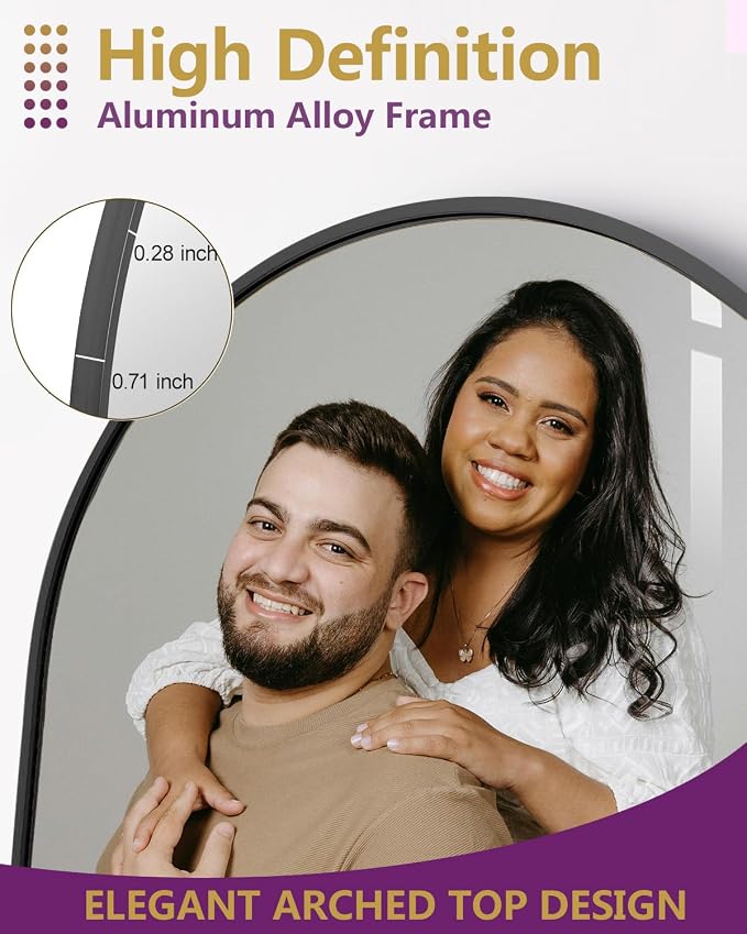 DMWOODFL 76x34 Inch Arched Full Length Mirror - Image 4