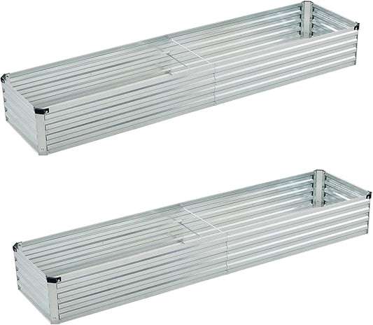 8x2x1ft(2 Pack) Galvanized Raised Garden Bed,Outdoor Planter Box Metal Patio Kit Planting Bed for Vegetables Flowers Herb,Silver