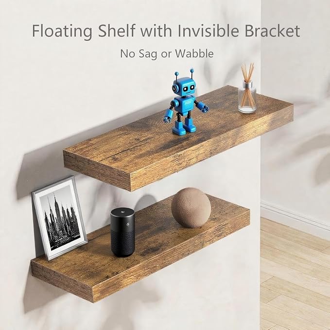 Vervida® Floating Shelves, 47.2 inch Wall Mounted Rustic Wood Shelves - Image 4