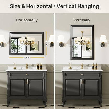 Briivue 24x36 Inch Black Bathroom Mirror - Image 6