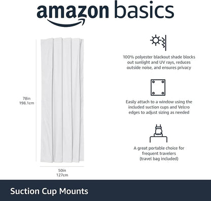 Amazon Basics Portable Room Darkening Light Blocking Blackout Curtain Shade - Image 2