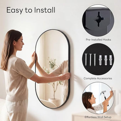 DUMOS 24" x 36" Oval Bathroom Mirror, Tempered Glass, Morden Vanity Mirror - Image 5