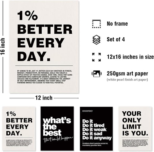 DSHFG Motivational Inspirational Office Wall Art Decor Prints Set of 4 - Image 2