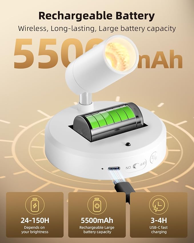 EZVALO Spot Lights Indoor, 5500mAh Rechargeable Picture Lights - Image 2