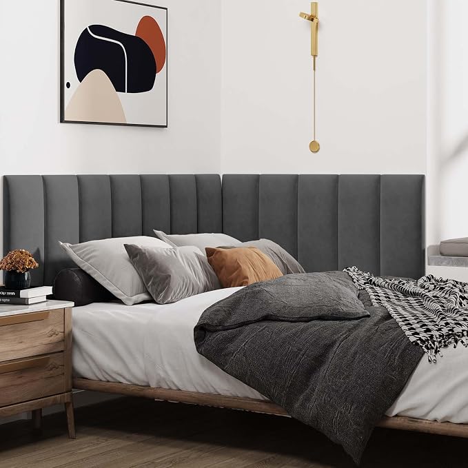 IFNOW Wall Mounted Upholstered Headboard Queen, 3D Peel and Stick Soundproof - Image 4