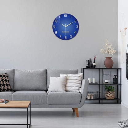 XNM Large Blue Glass Clocks Battery Operated 20 Inch Modern Minimalist Wall - Image 5