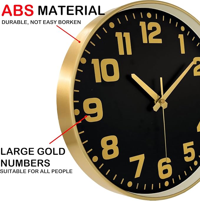 Modern Silent Wall Clock, 10inch Non-Ticking Analog Battery Operated Clock - Image 7