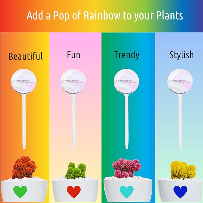 LGL Plant Watering Globes - Automatic Self Watering Globes. Decorative Self Watering Planter Inserts Made From Hand-Blown Durable Glass. Self Watering Spikes to Support Plant Health. 2 Pack, Medium.