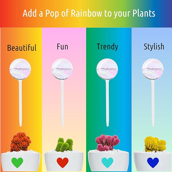 LGL Plant Watering Globes - Automatic Self Watering Globes. Decorative Self Watering Planter Inserts Made From Hand-Blown Durable Glass. Self Watering Spikes to Support Plant Health. 4 Pack, Medium.