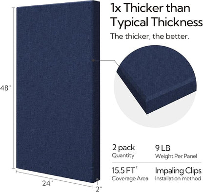 Olanglab Sound Absorbing Acoustic Wall Panels 2 Pack, Large Fabric Wrapped - Image 4