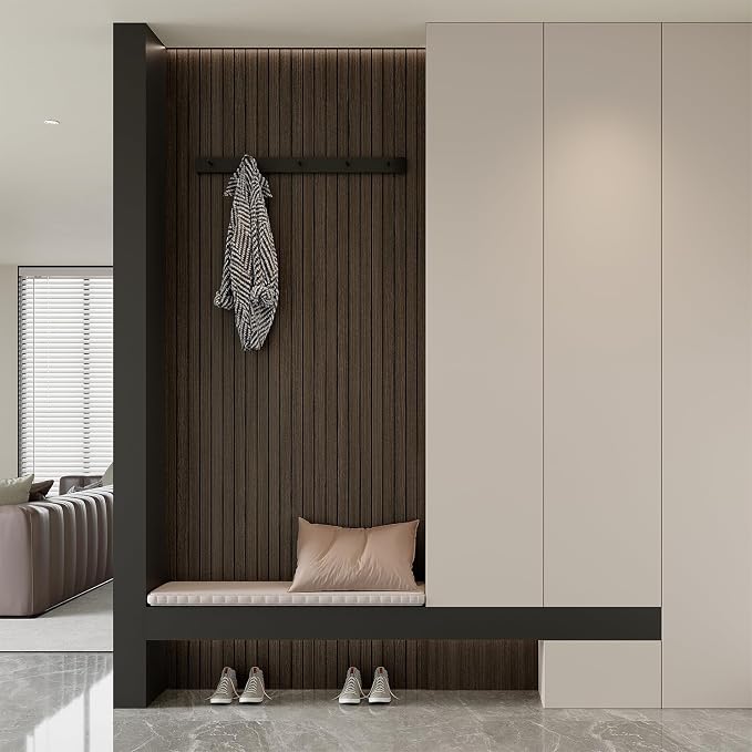 Yutianli PVC Slat Wall Panel Peel and Stick 118"x 15.7" Faux Wood Slat Panel - Image 4