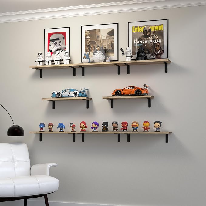 DOLLFIO Floating Shelves, 8 Sets Wall Shelves, Wood Floating Shelves - Image 5