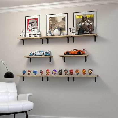 DOLLFIO Floating Shelves, 8 Sets Wall Shelves, Wood Floating Shelves - Image 5