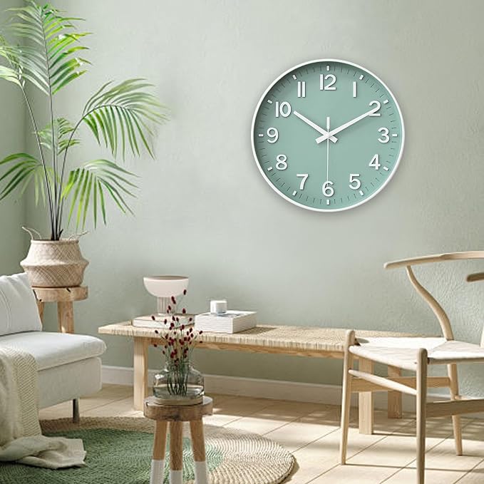 HZDHCLH Wall Clocks Battery Operated, Wall Clock Green, 10 inch Wall Clock - Image 7