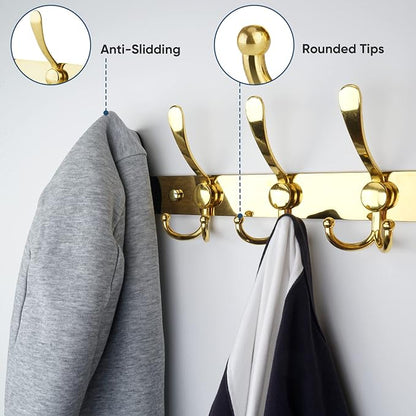TICONN Wall Mounted Coat Rack, Five Heavy Duty Tri Hooks All Metal Construction - Image 4