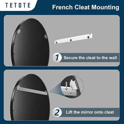 TETOTE Black Oval Bathroom Mirror, 24 x 36 Matte Black Framed Wall Mounted - Image 4