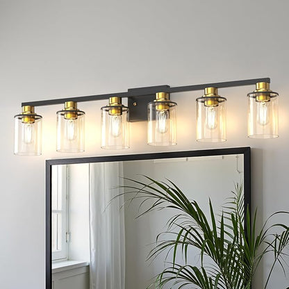 DORESshop Bathroom Light Fixtures, 6-Light Gold and Black Bathroom Lighting by DORESshop