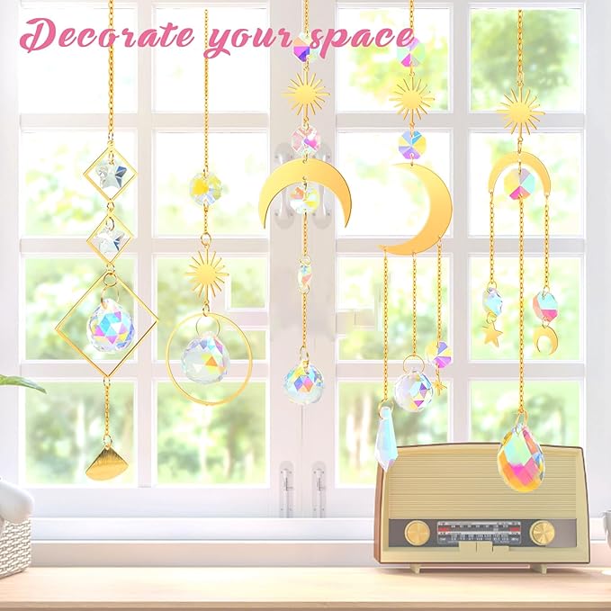 ilclviz DIY Suncatcher Making Kits for Adults 200PCS DIY Crystal Suncatcher Kit Sun Catchers Prism Supplies, DIY Gifts for Mom(Gold)