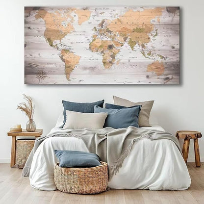 canvas Wall Art 40inchx79inch lagre gery map of the world Painting Ready to by ZEYDRT