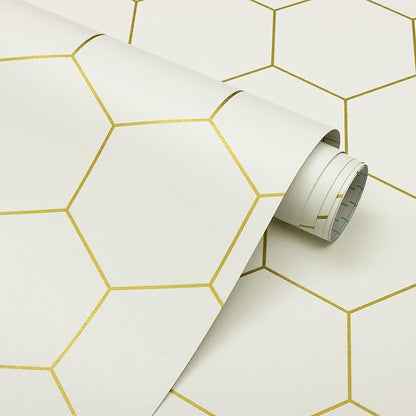 Beige and Gold Wallpaper Geometric Peel and Stick Wallpaper by Fiula