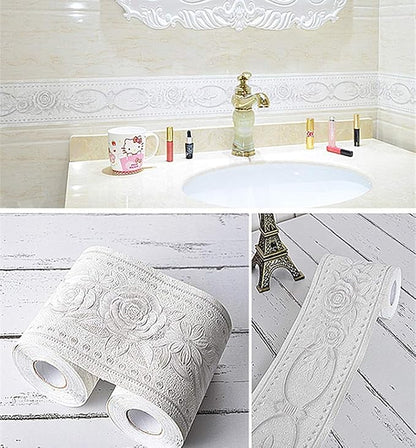 UPREDO 3D Decorative Floral Molding Waterproof Wallpaper Border Peel and Stick - Image 2