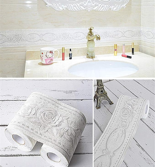 UPREDO 3D Decorative Floral Molding Waterproof Wallpaper Border Peel and Stick - Image 2
