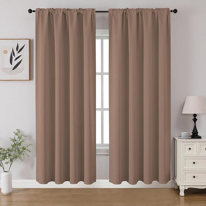 CUCRAF Khaki Blackout Curtains 72 inch Length 2 Panels Set, Rod Pocket Room by CUCRAF