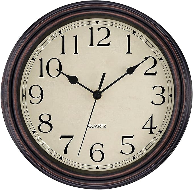 Foxtop Retro Silent Non-Ticking Round Classic Clock Quartz Decorative Battery by Foxtop