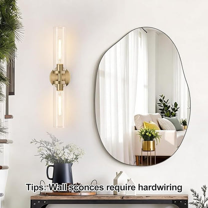 Indoi Brass Wall Sconces, Hardwired Bathroom Sconces Wall Lighting - Image 5
