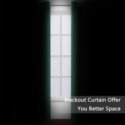 LEMOMO Dark Green Thermal Blackout Curtains/42 x 95 Inch/Set of 2 Panels Room - Image 3