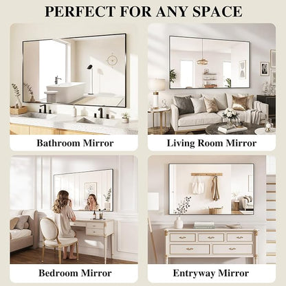 Koonmi Black Mirrors for Wall, 30x36 Inch Bathroom Mirror, Rectangular Wall - Image 7