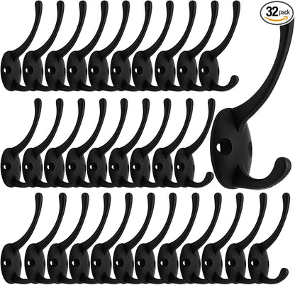 IBosins 32 Pack Black Coat Hooks Wall Mounted by IBosins