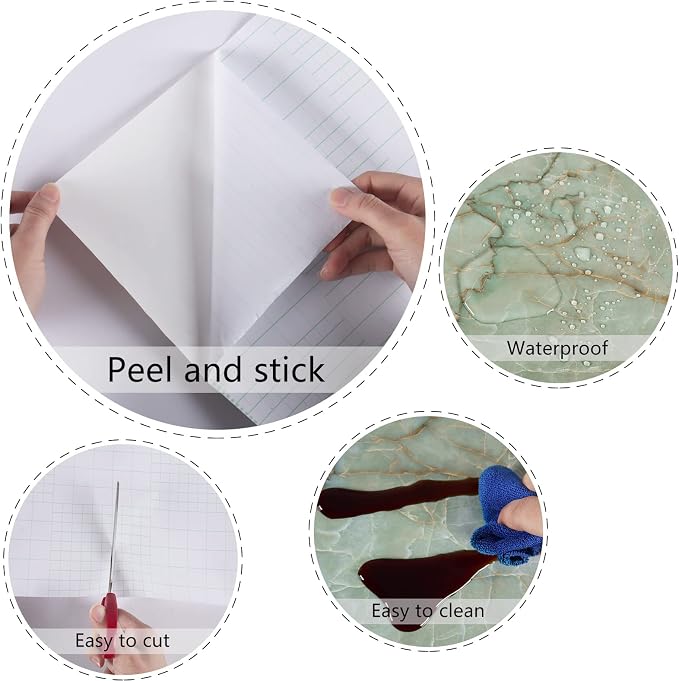 Green Marble Contact Paper for Countertops Waterproof Granite Peel and Stick - Image 9