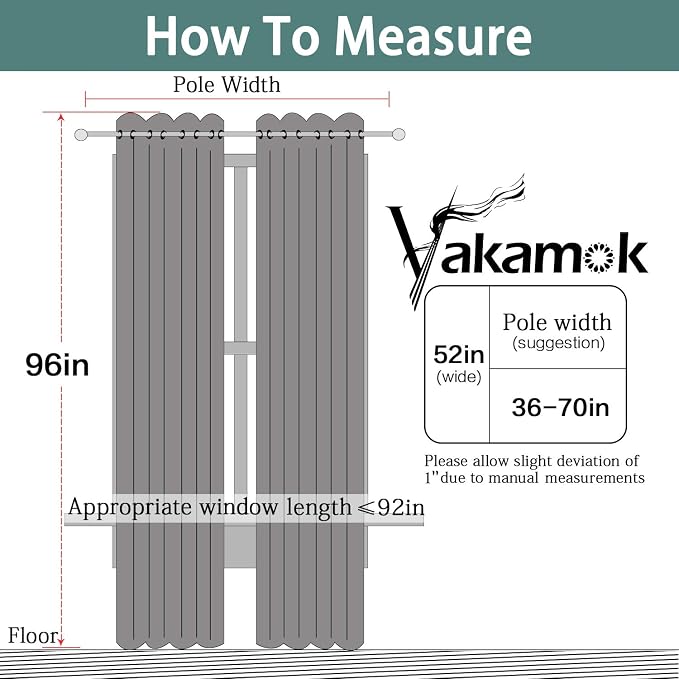 Yakamok 100% Dark Gray Blackout Window Curtain Panels Full Light Blocking Drapes - Image 8