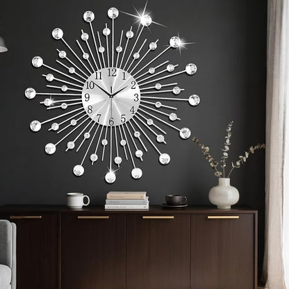 SIN&MI Large Wall Clock for Living Room Decor Non-Ticking Quiet Metal Quartz - Image 7