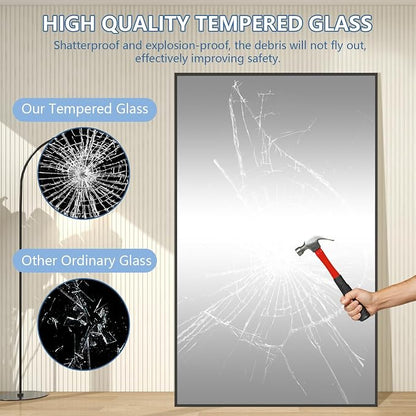 Oversized Standing Mirror Full Length, Hanging or Wall Mounted, Tempered Glass - Image 8