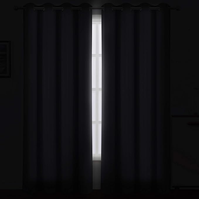 LEMOMO Blackout Curtains 52 x 84 Inch Long Grey Curtains Set of 2 Panels - Image 3