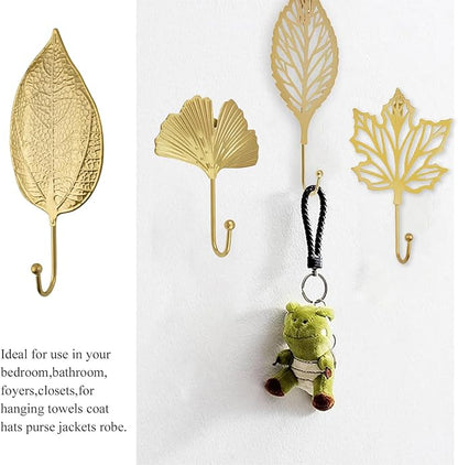 MOROBOR Decorative Iron Hooks, 4-Piece Ginkgo Maple Leaf Shape Gold Wall - Image 5