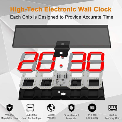 CHKOSDA LED Large Digital Wall Clock, Oversize Wall Clock - Image 6
