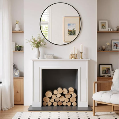 Round Wall Mirror 20 Inch Black Vanity Mirror - Image 6