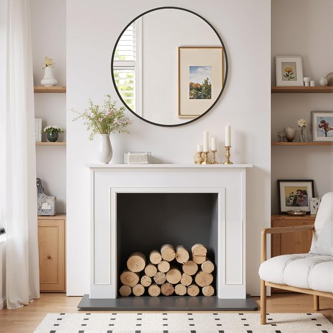 Round Wall Mirror 30 Inch Black Vanity Mirror - Image 6
